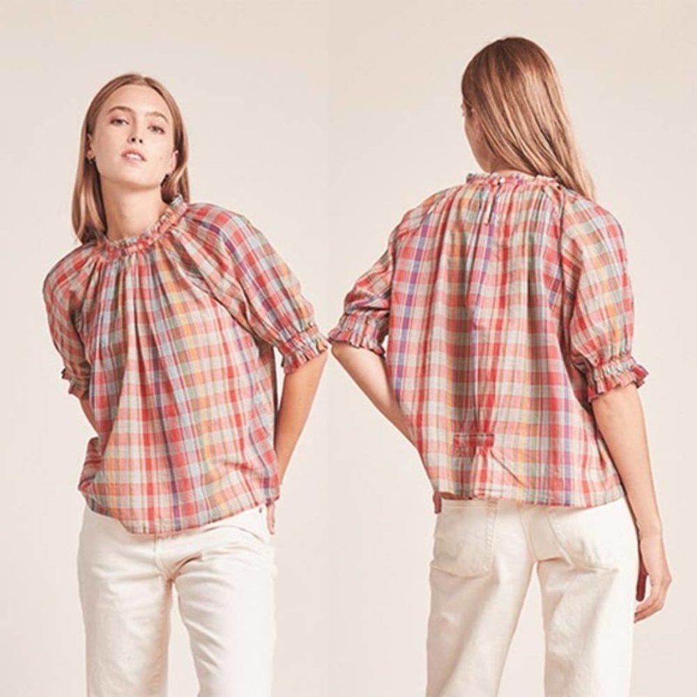 Birds of Paradise Shelia Blouse Women's Tapestry Plaid Size: Small NWT